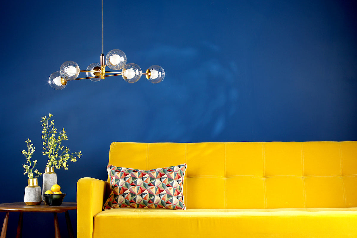 Dar Vignette 6 Light Pendant Aged Brass & Clear/Opal Glass – from Amos Lighting + Home