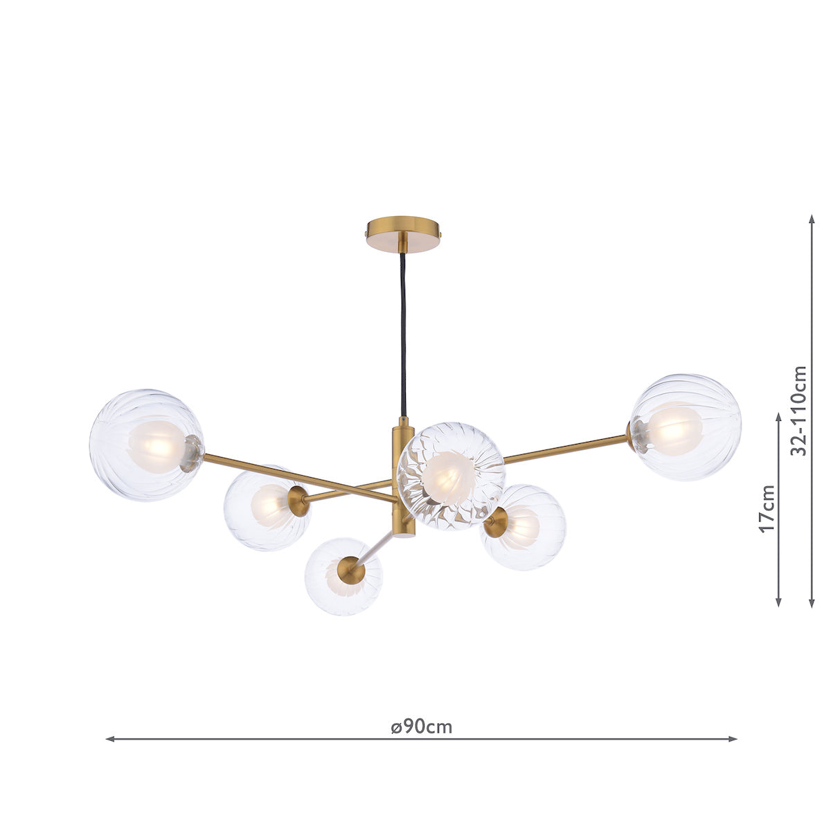 Dar Vignette 6 Light Pendant Aged Brass & Clear/Opal Glass – from Amos Lighting + Home
