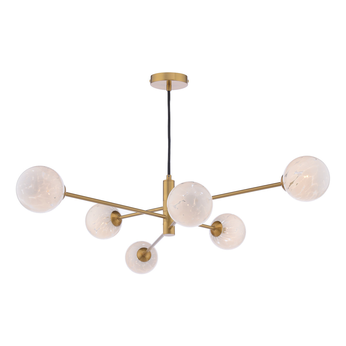 Dar Vignette 6 Light Pendant Aged Brass and Confetti Glass – from Amos Lighting + Home