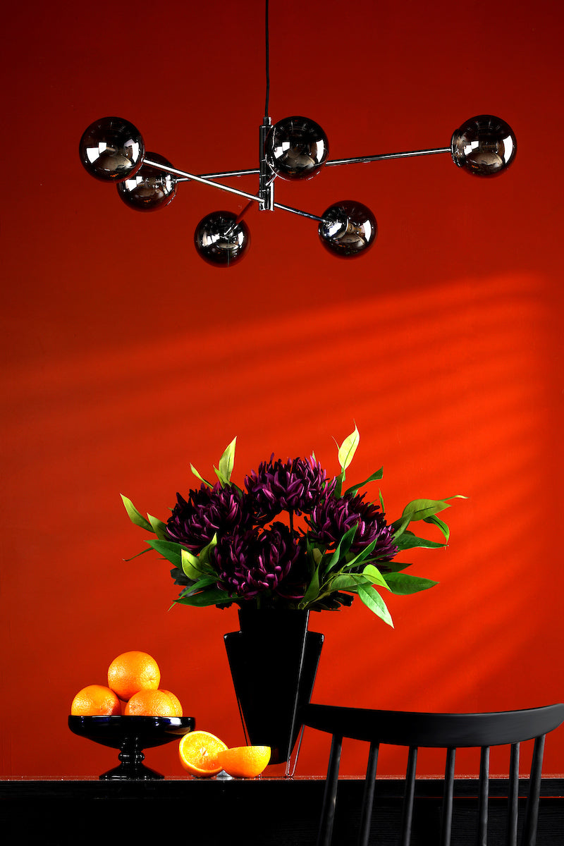 Dar Vignette 6 Light Pendant Polished Chrome & Smoked Glass – from Amos Lighting + Home