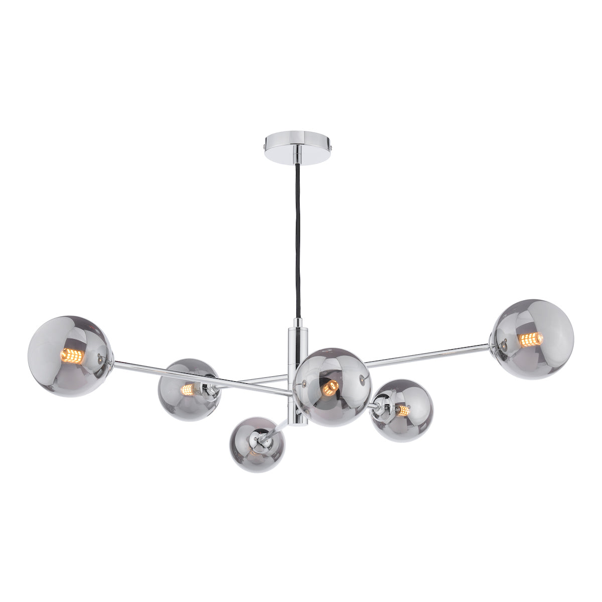 Dar Vignette 6 Light Pendant Polished Chrome & Smoked Glass – from Amos Lighting + Home