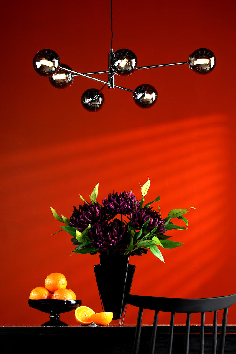 Dar Vignette 6 Light Pendant Polished Chrome & Smoked Glass – from Amos Lighting + Home