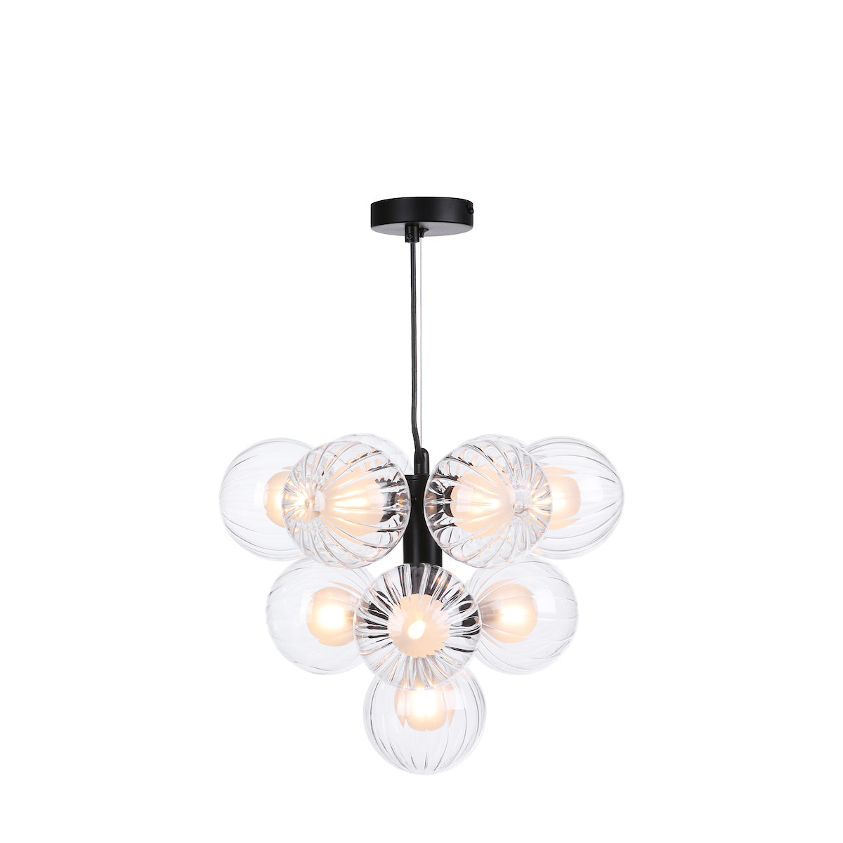 Dar Vine 10 Light Pendant Satin Black & Clear/Opal Glass – from Amos Lighting + Home