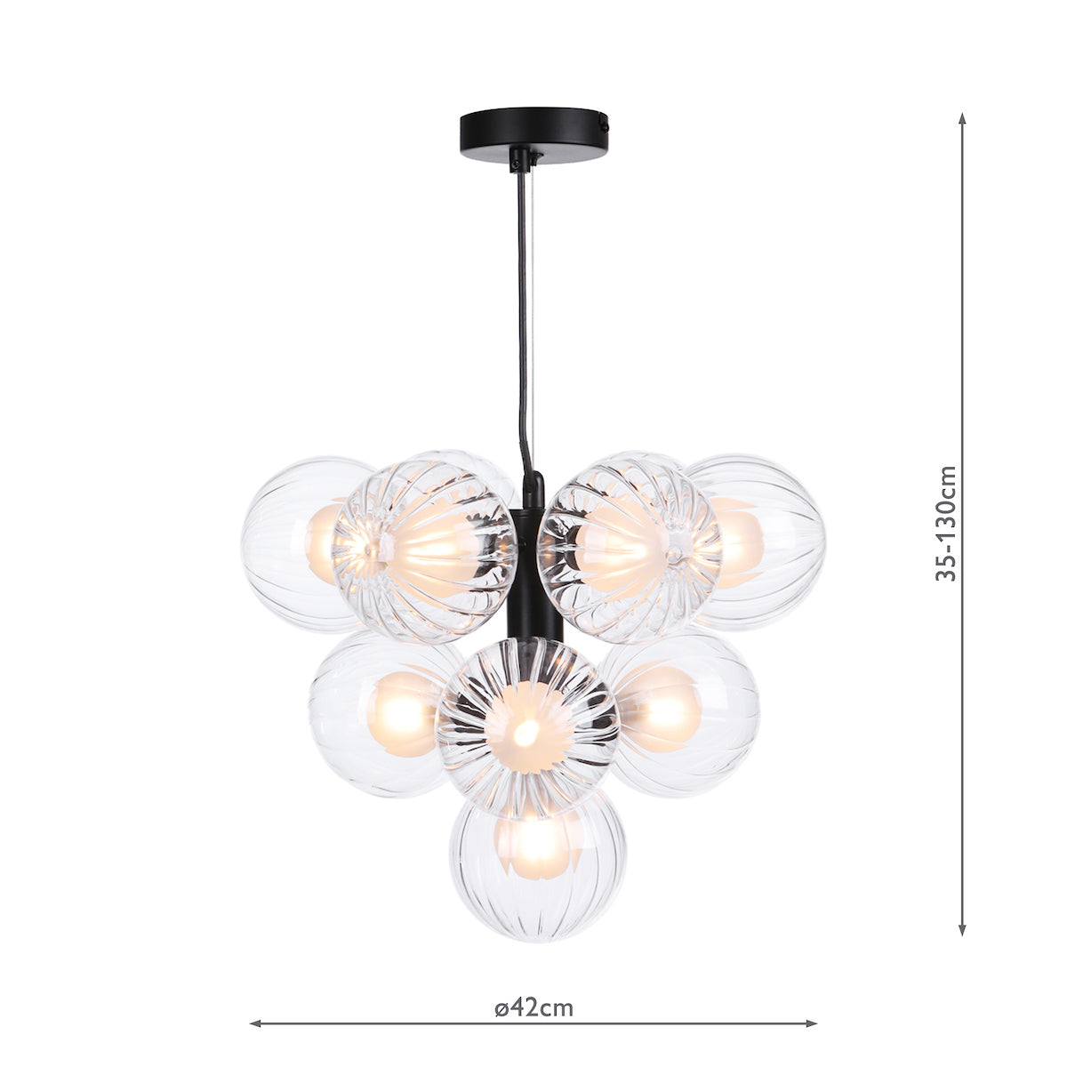 Dar Vine 10 Light Pendant Satin Black & Clear/Opal Glass – from Amos Lighting + Home