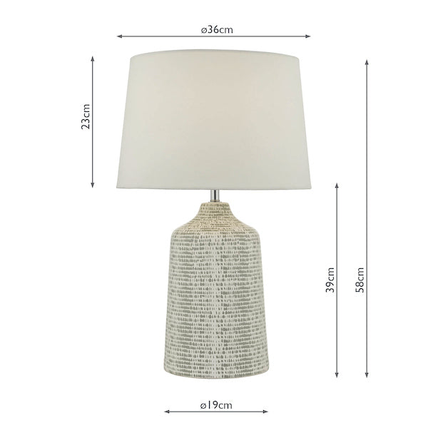 Dar Vondra Table Lamp White and Grey with Linen Shade – from Amos Lighting + Home