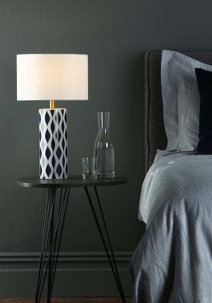 Dar Weylin Blue & White Table Lamp with Shade – from Amos Lighting + Home