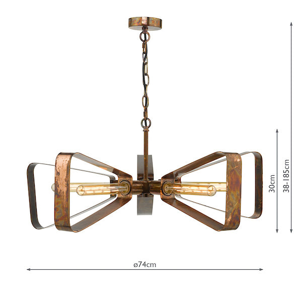 Dar Yavanna 5 Light Oiled Copper Pendant Chandelier – from Amos Lighting + Home