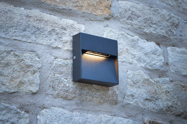 Dar Yukon Outdoor Wall Light Square Eyelid Anthracite IP65 LED – from Amos Lighting + Home