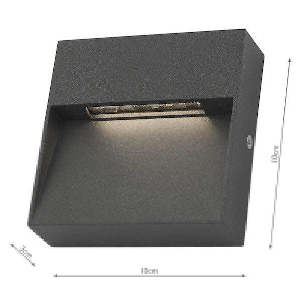 Dar Yukon Outdoor Wall Light Square Eyelid Anthracite IP65 LED – from Amos Lighting + Home