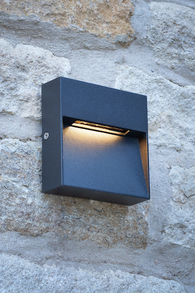 Dar Yukon Outdoor Wall Light Square Eyelid Anthracite IP65 LED – from Amos Lighting + Home