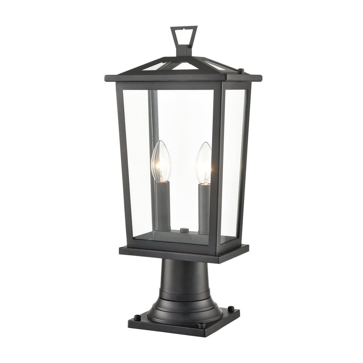 Franklite Dusk 2lt Exterior Pedestal in Matt Black