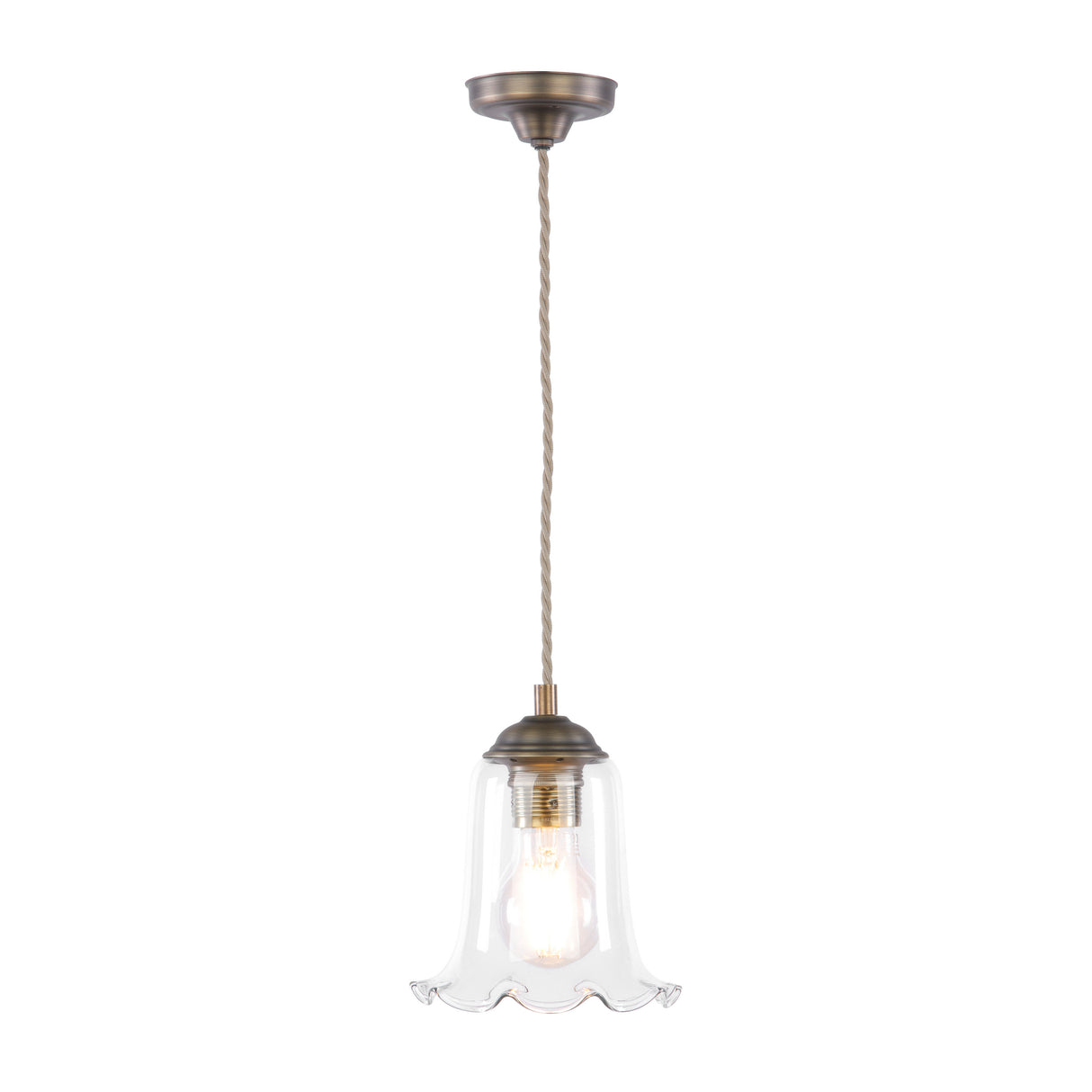 David Hunt Ebba Pendant Clear Glass and Antique Brass