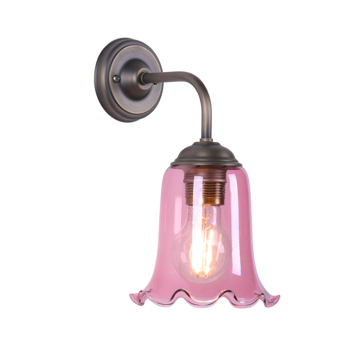 David Hunt Ebba Wall Light Azalea Glass and Antique Brass