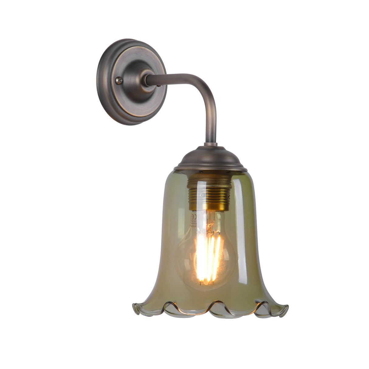 David Hunt Ebba Wall Light Moss Glass and Antique Brass
