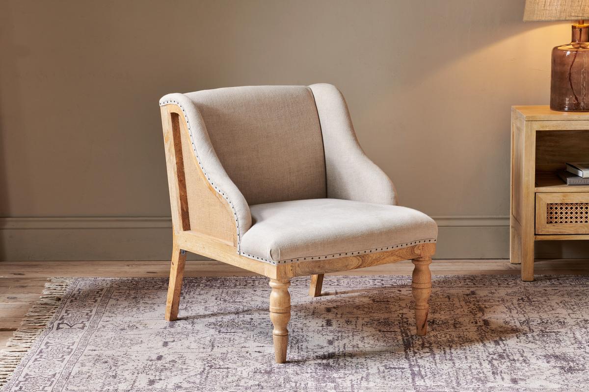 Nkuku Elbu Deconstructed Linen Armchair Stone