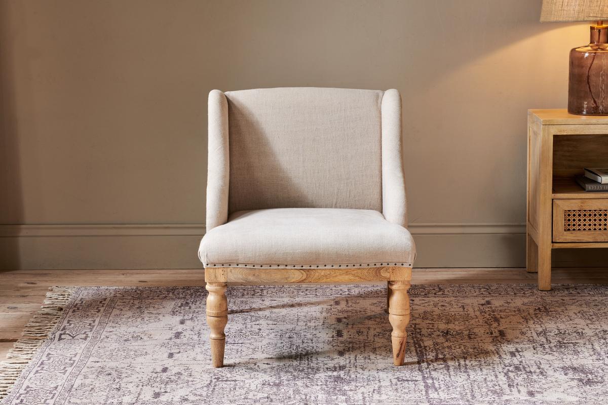 Nkuku Elbu Deconstructed Linen Armchair Stone