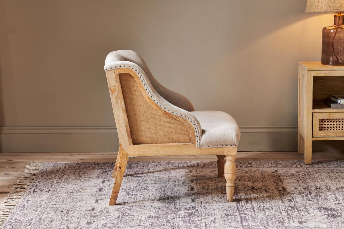 Nkuku Elbu Deconstructed Linen Armchair Stone