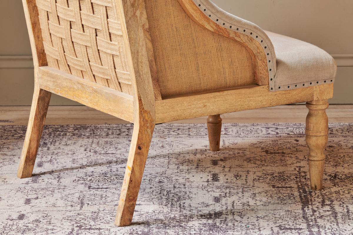 Nkuku Elbu Deconstructed Linen Armchair Stone