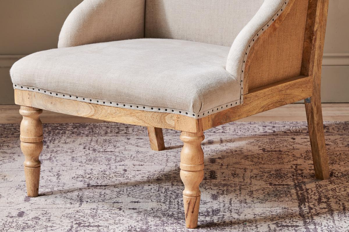 Nkuku Elbu Deconstructed Linen Armchair Stone