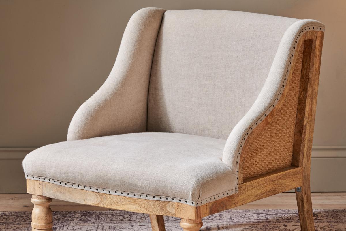 Nkuku Elbu Deconstructed Linen Armchair Stone