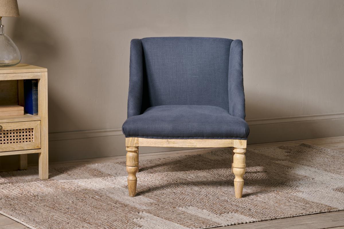 Nkuku Elbu Deconstructed Linen Armchair Charcoal