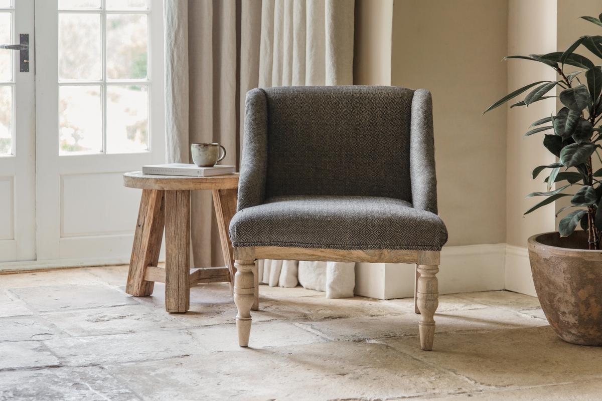 Nkuku Elbu Deconstructed Linen Armchair Charcoal