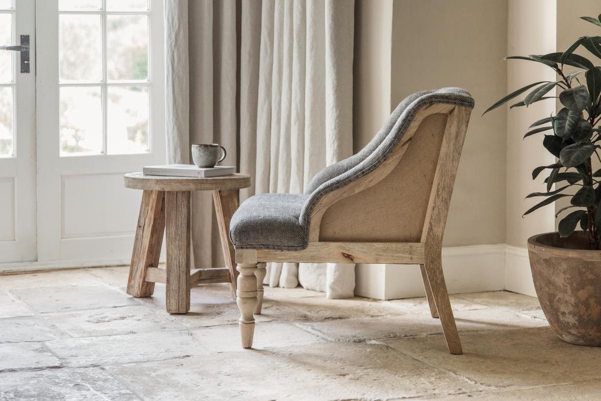 Nkuku Elbu Deconstructed Jacquard Weave Armchair Charcoal