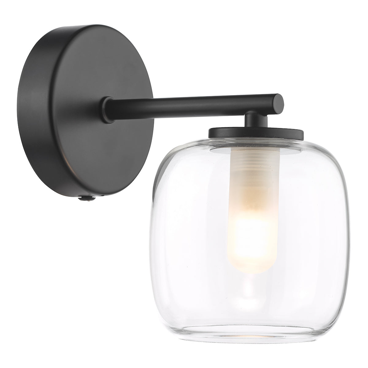 Dar Edaline Wall Light Matt Black and Glass IP44
