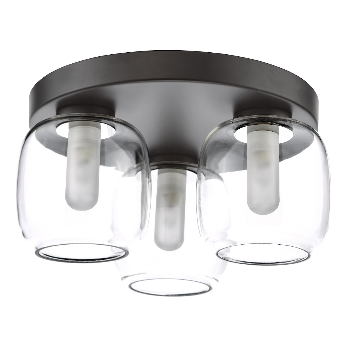 Dar Edaline 3 Light Semi-Flush Matt Black and Glass IP44