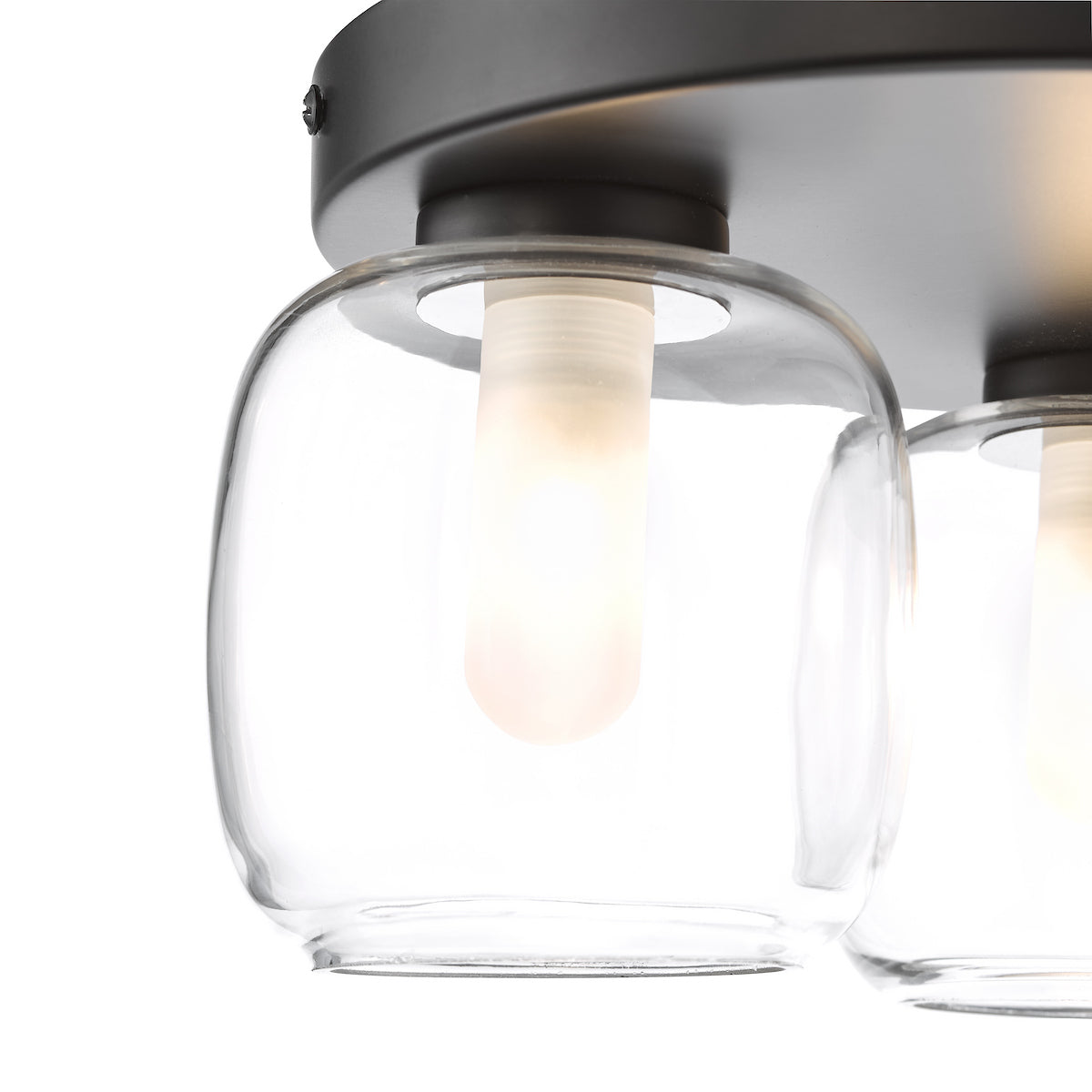 Dar Edaline 3 Light Semi-Flush Matt Black and Glass IP44