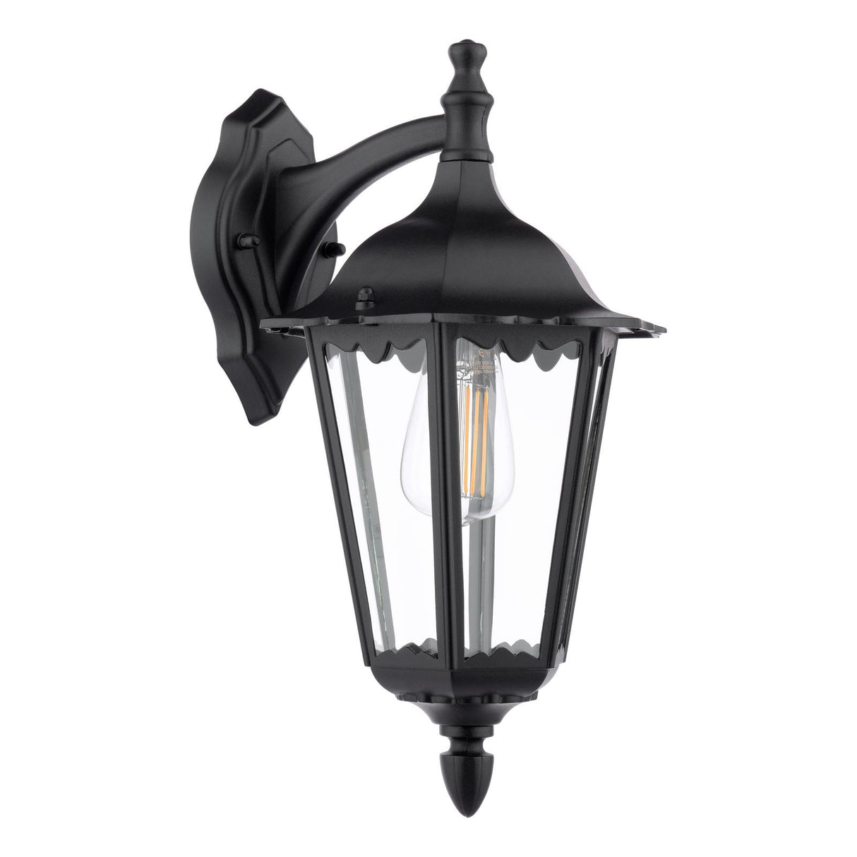 Dar Eddard Outdoor Wall Light Matt Black and Glass IP44