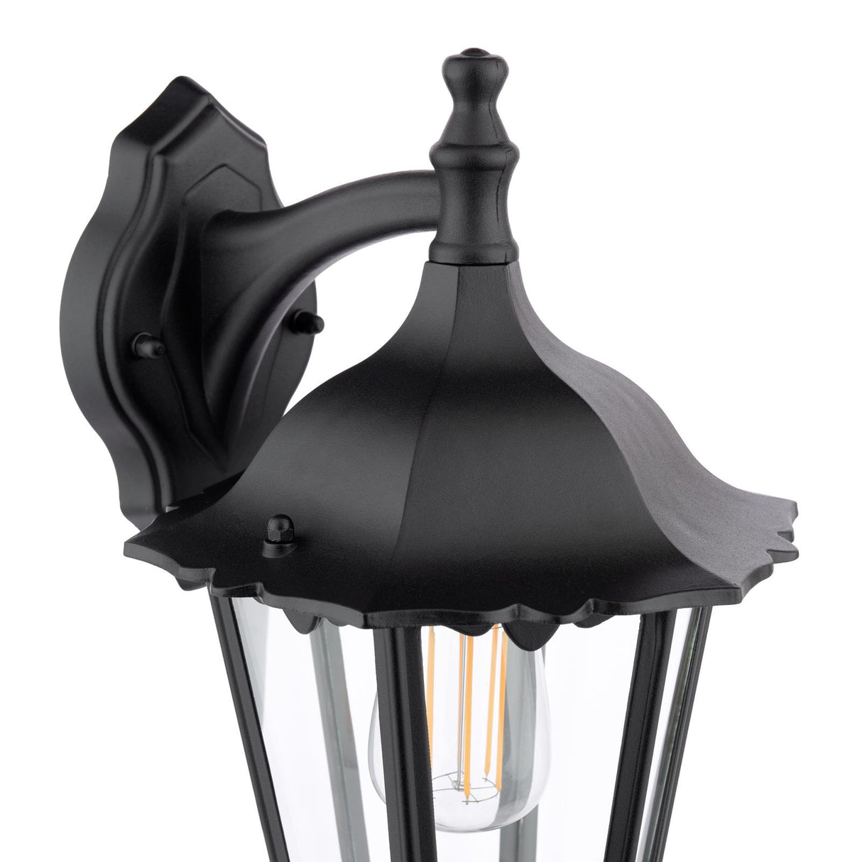 Dar Eddard Outdoor Wall Light Matt Black and Glass IP44