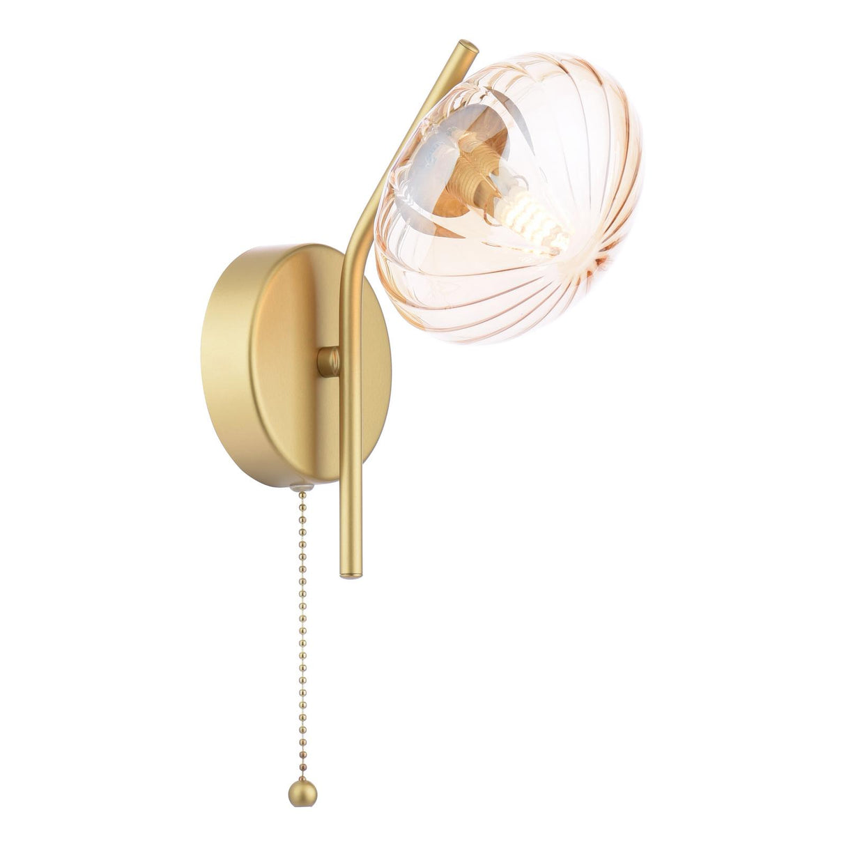 Dar Ede Wall Light Satin Gold and Amber Glass