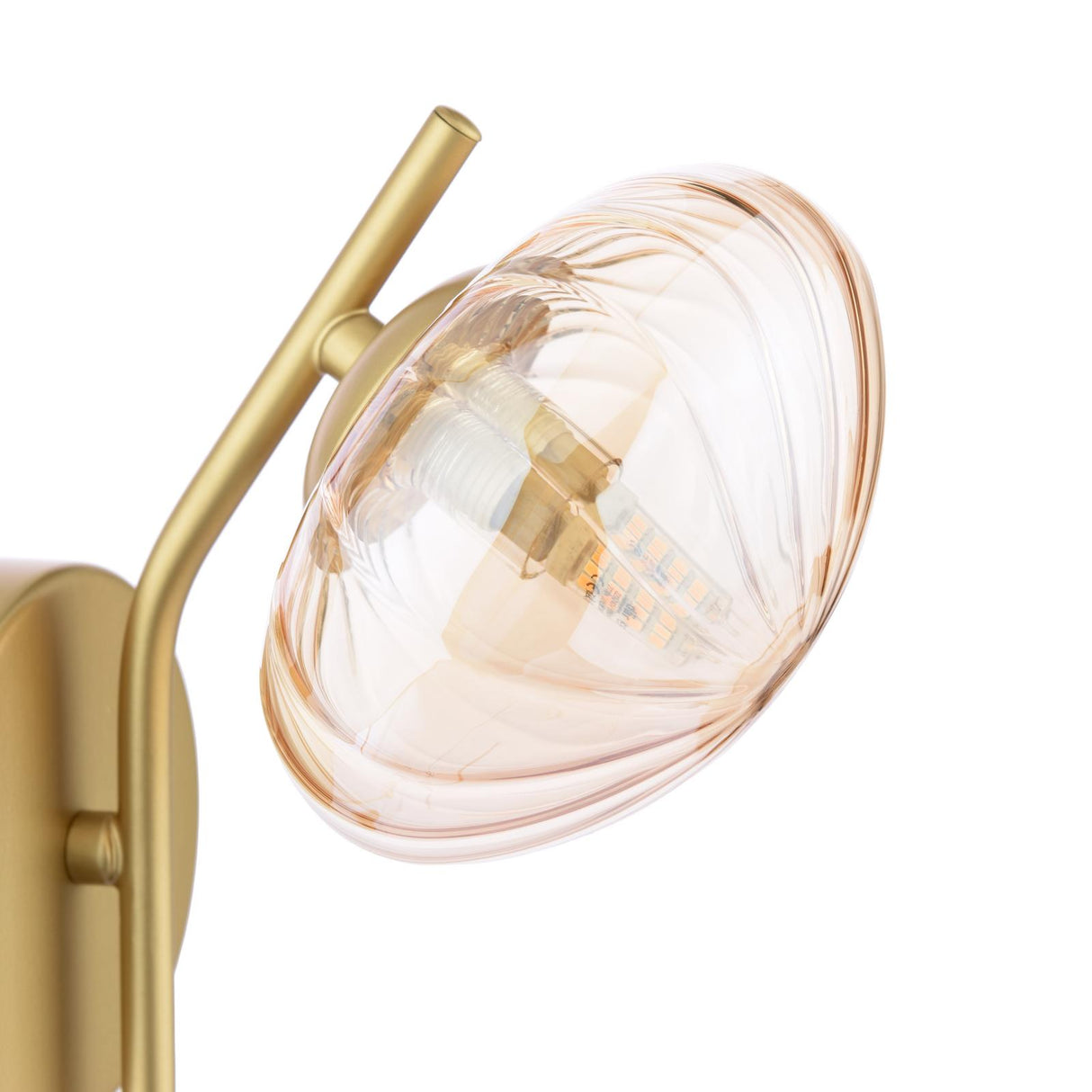 Dar Ede Wall Light Satin Gold and Amber Glass