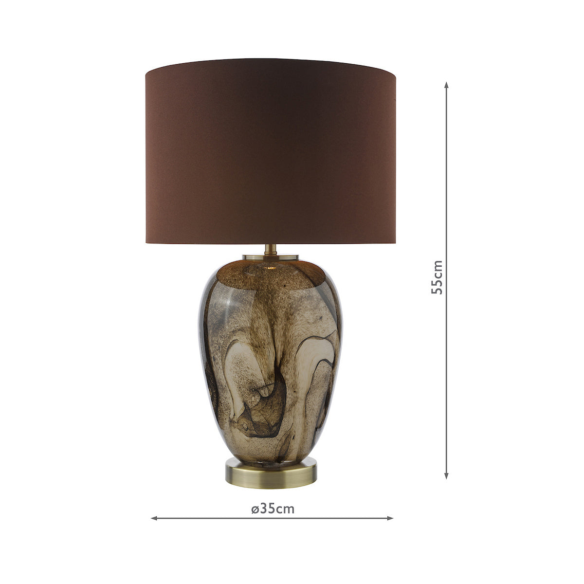 Dar Egas Table Lamp Brown Marble Effect Glass With Shade