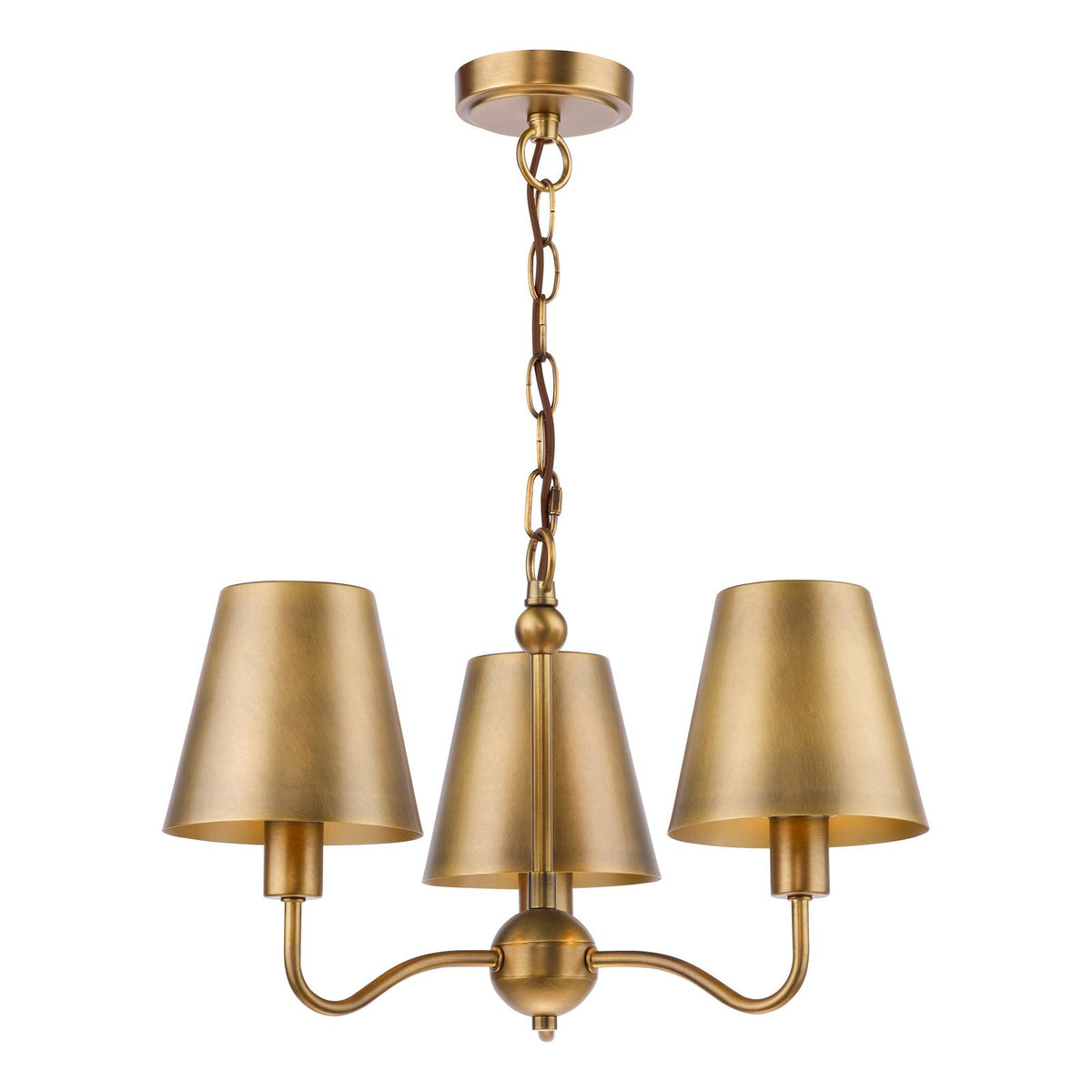 Dar Elara 3 Light Pendant Antique Bronze With Bronze Metal Shades