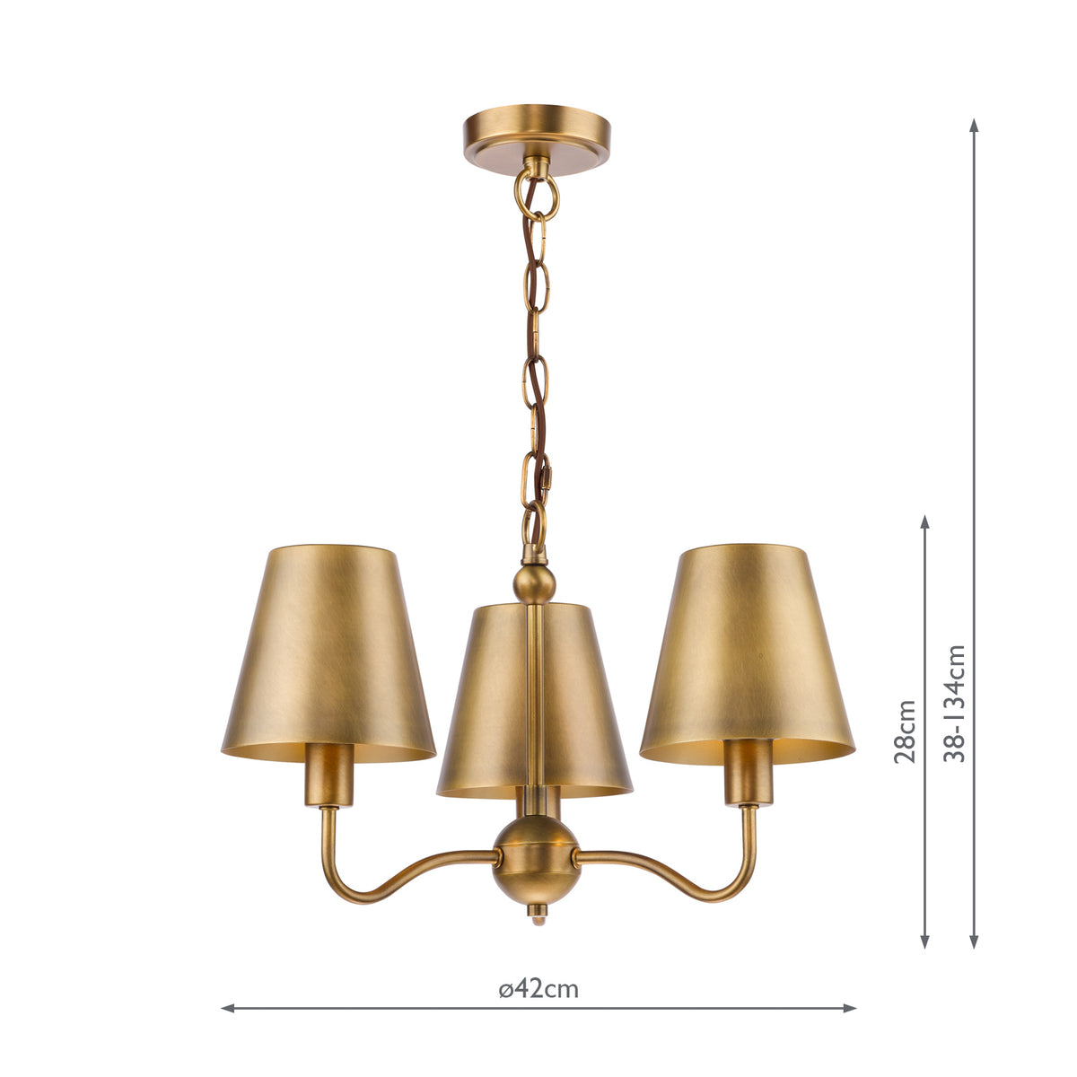 Dar Elara 3 Light Pendant Antique Bronze With Bronze Metal Shades