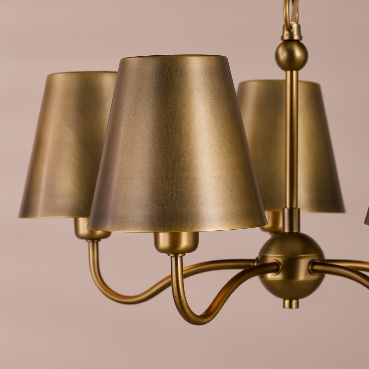 Dar Elara 5 Light Pendant Antique Bronze With Bronze Metal Shades