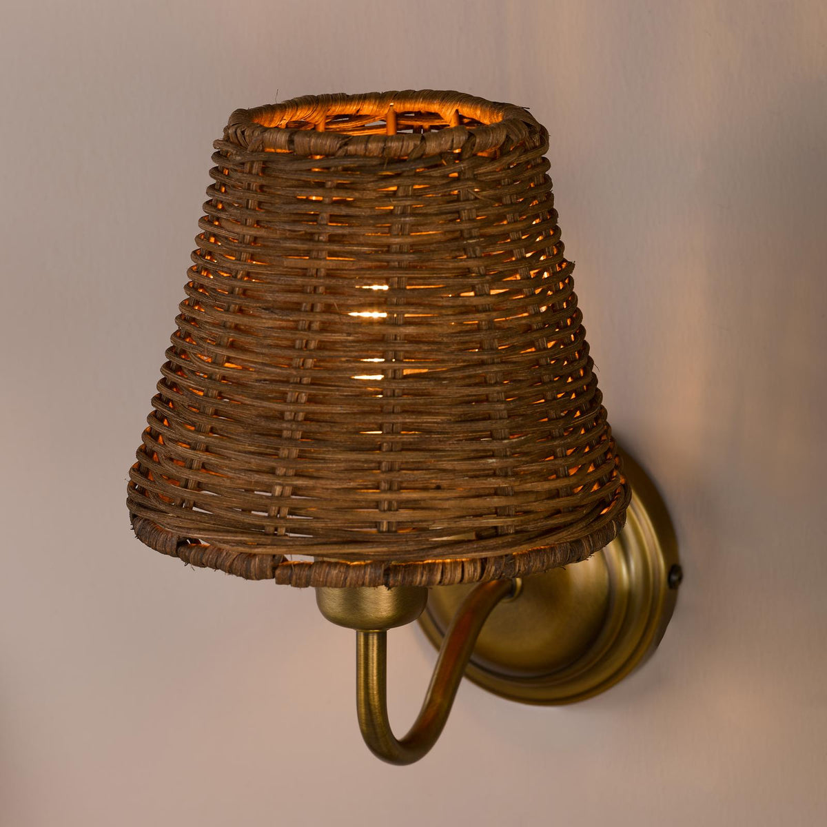 Dar Elara Wall Lamp Antique Bronze With Hand-Woven Rattan Shades