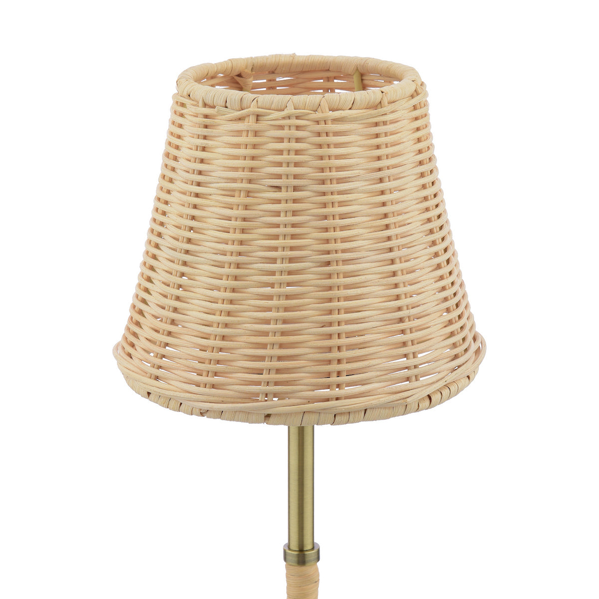Joules Elcot Rechargeable LED Table Lamp Antique Brass With Rattan Shade