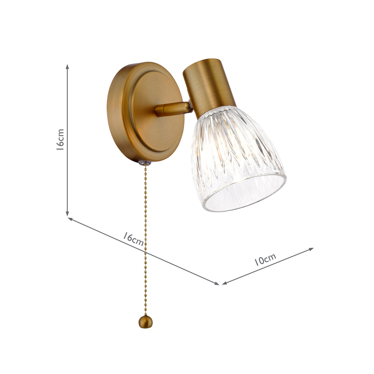 Dar Elron Single Spotlight Antique Bronze and Ribbed Glass