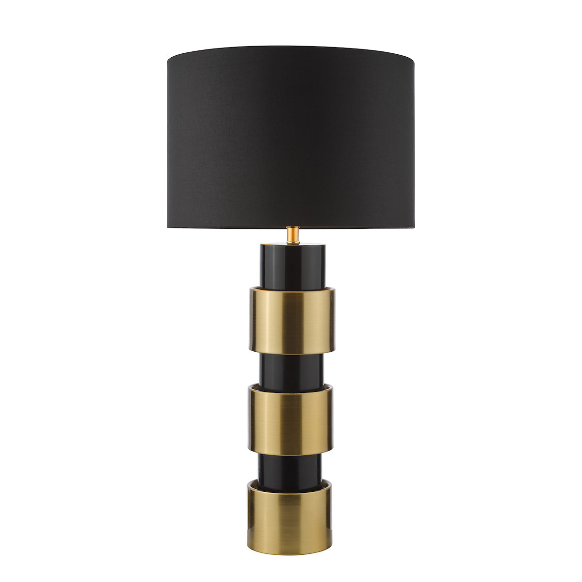 Dar Elwyn Table Lamp Satin Gold and Satin Black With Shade