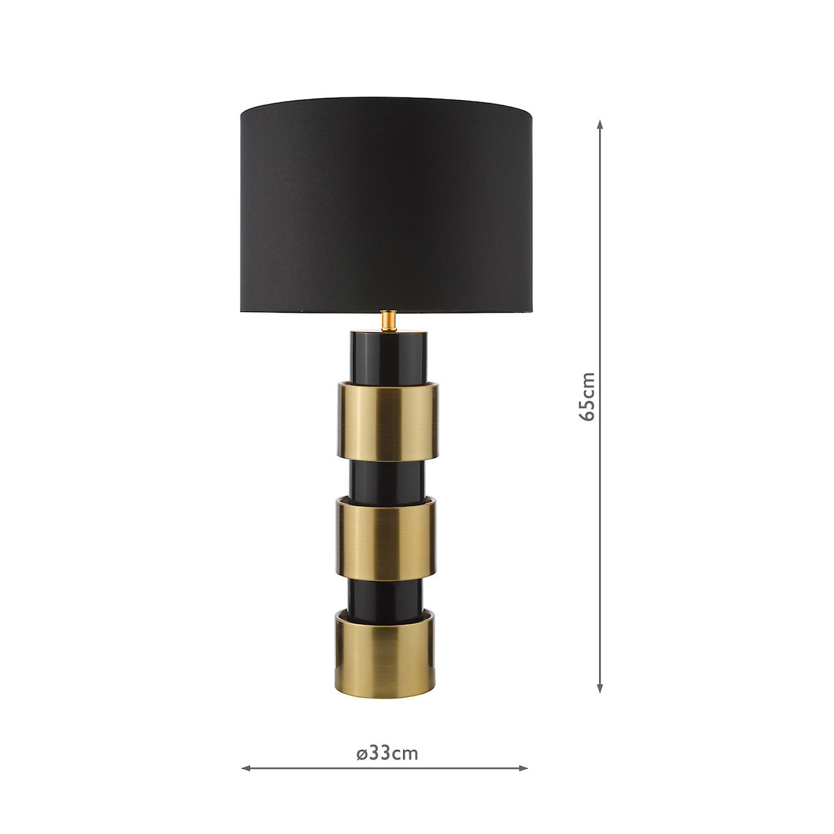 Dar Elwyn Table Lamp Satin Gold and Satin Black With Shade