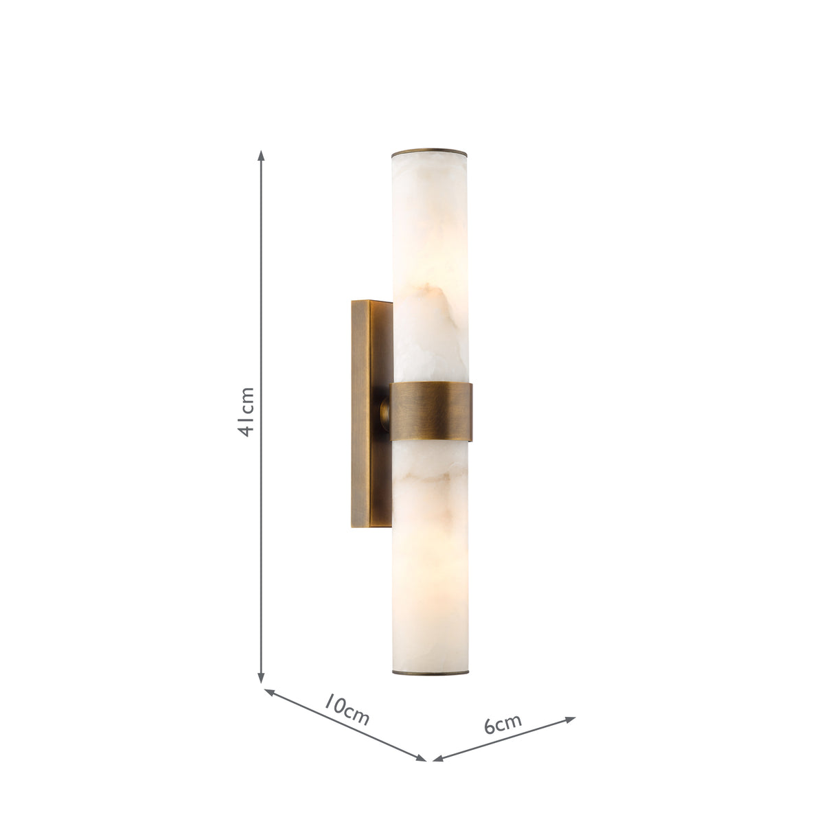 Dar Eneco 2 Light Bathroom Wall Light Antique Bronze and Natural Alabaster IP44