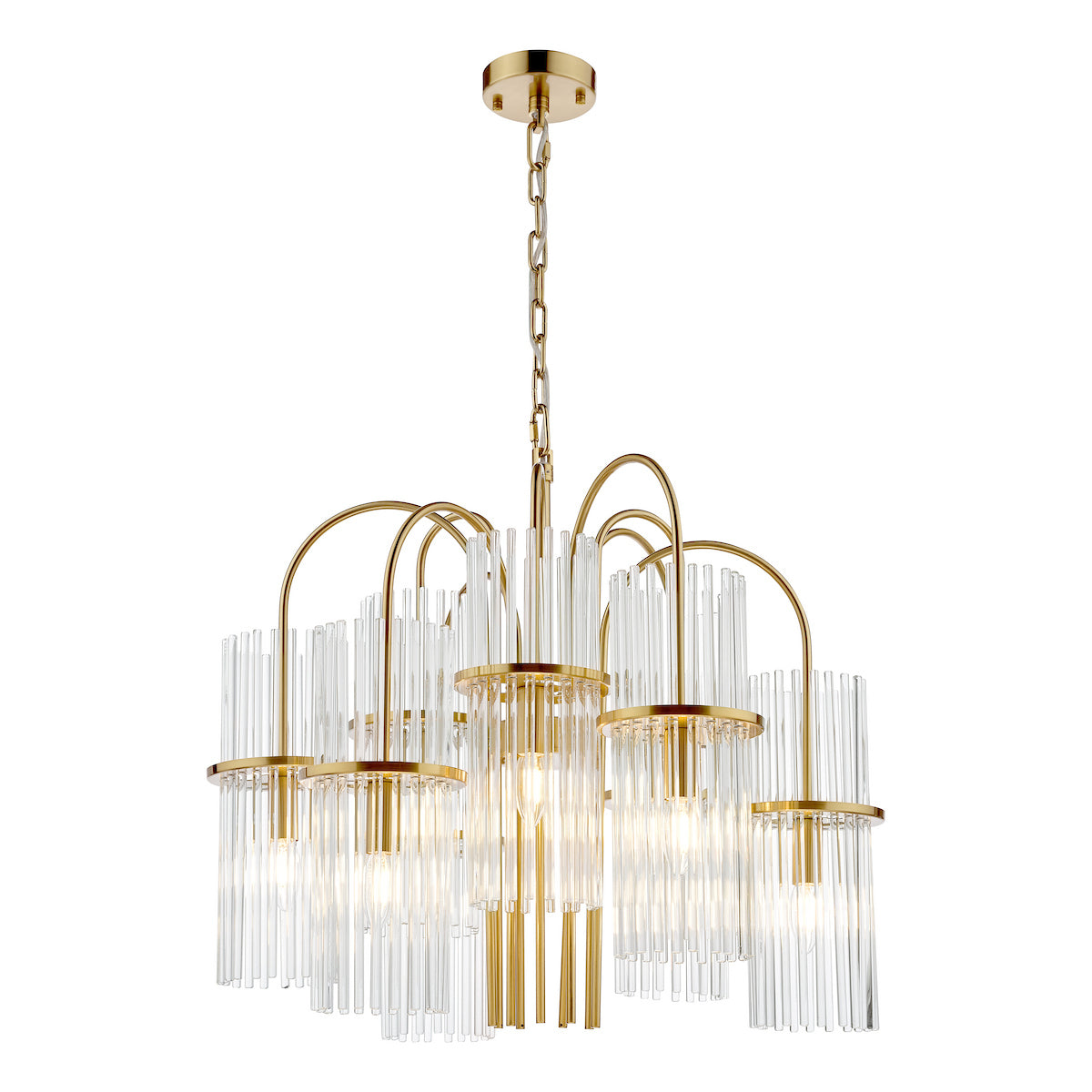 Dar Eniola 9 Light Pendant Natural Brass and Glass