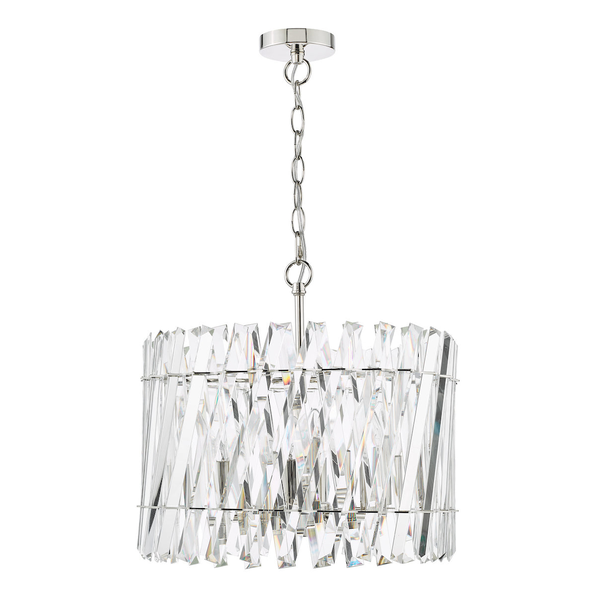 Dar Entwine 6 Light Pendant Polished Nickel and Crystal