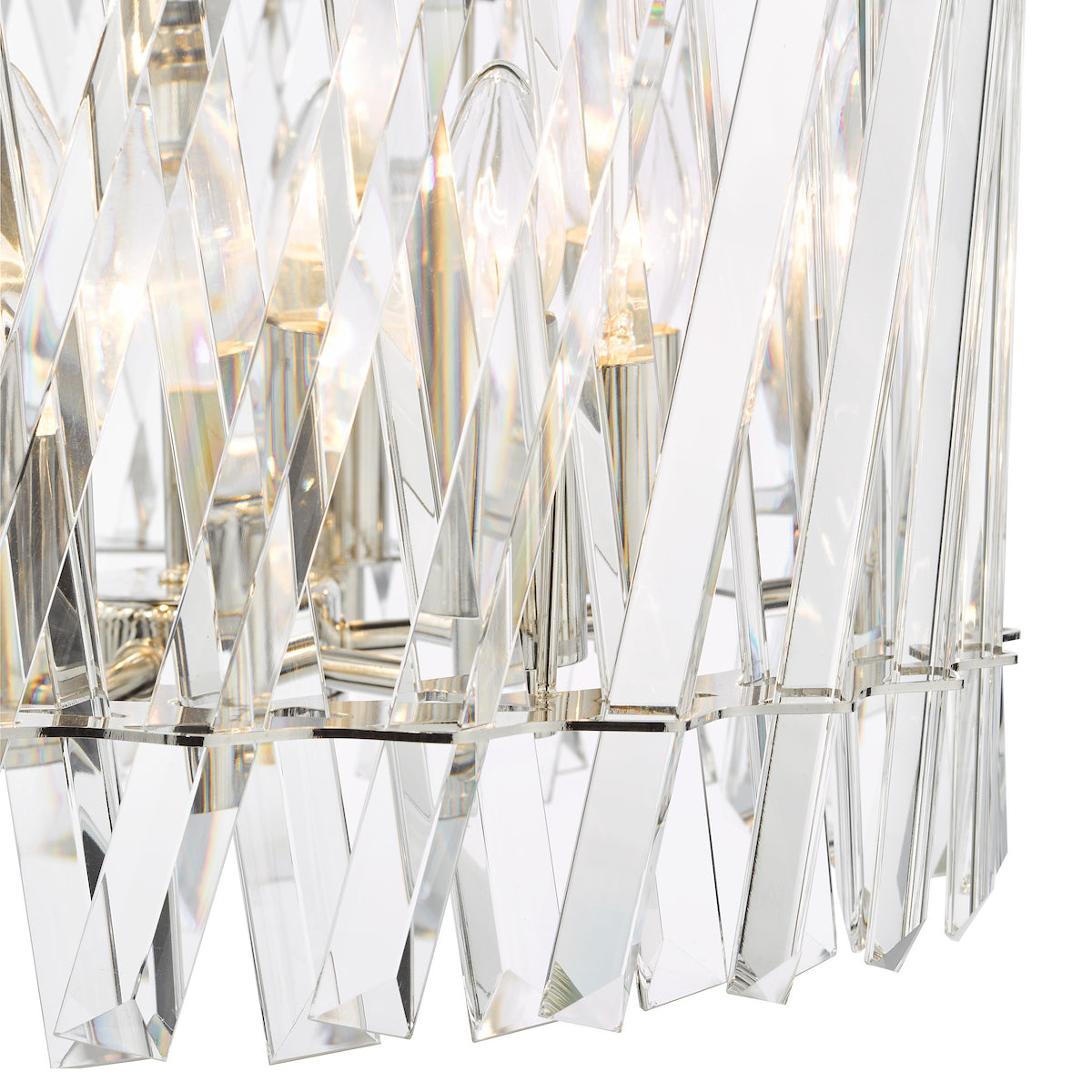 Dar Entwine 6 Light Pendant Polished Nickel and Crystal