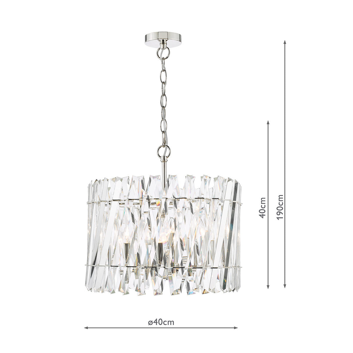 Dar Entwine 6 Light Pendant Polished Nickel and Crystal