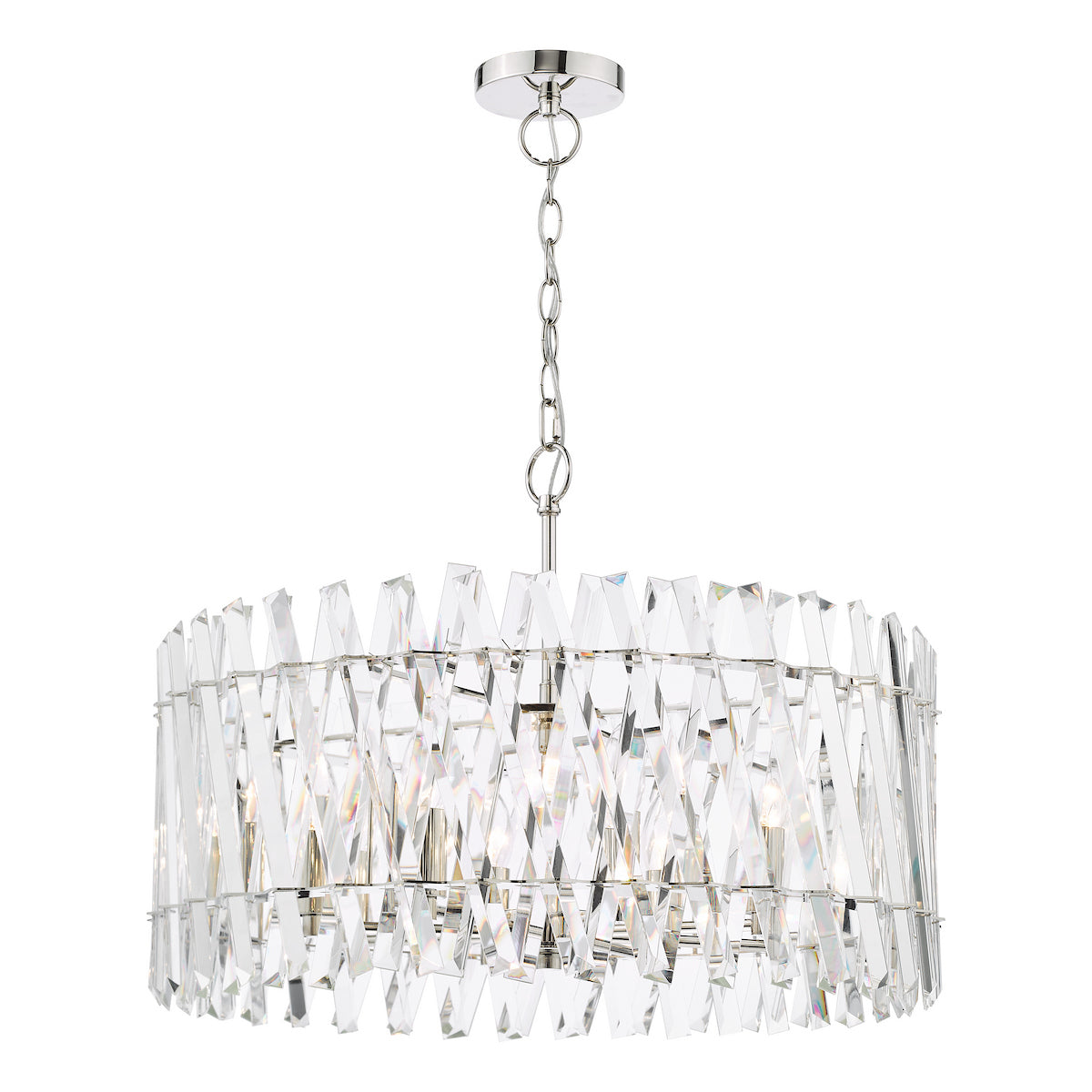 Dar Entwine 8 Light Pendant Polished Nickel and Crystal