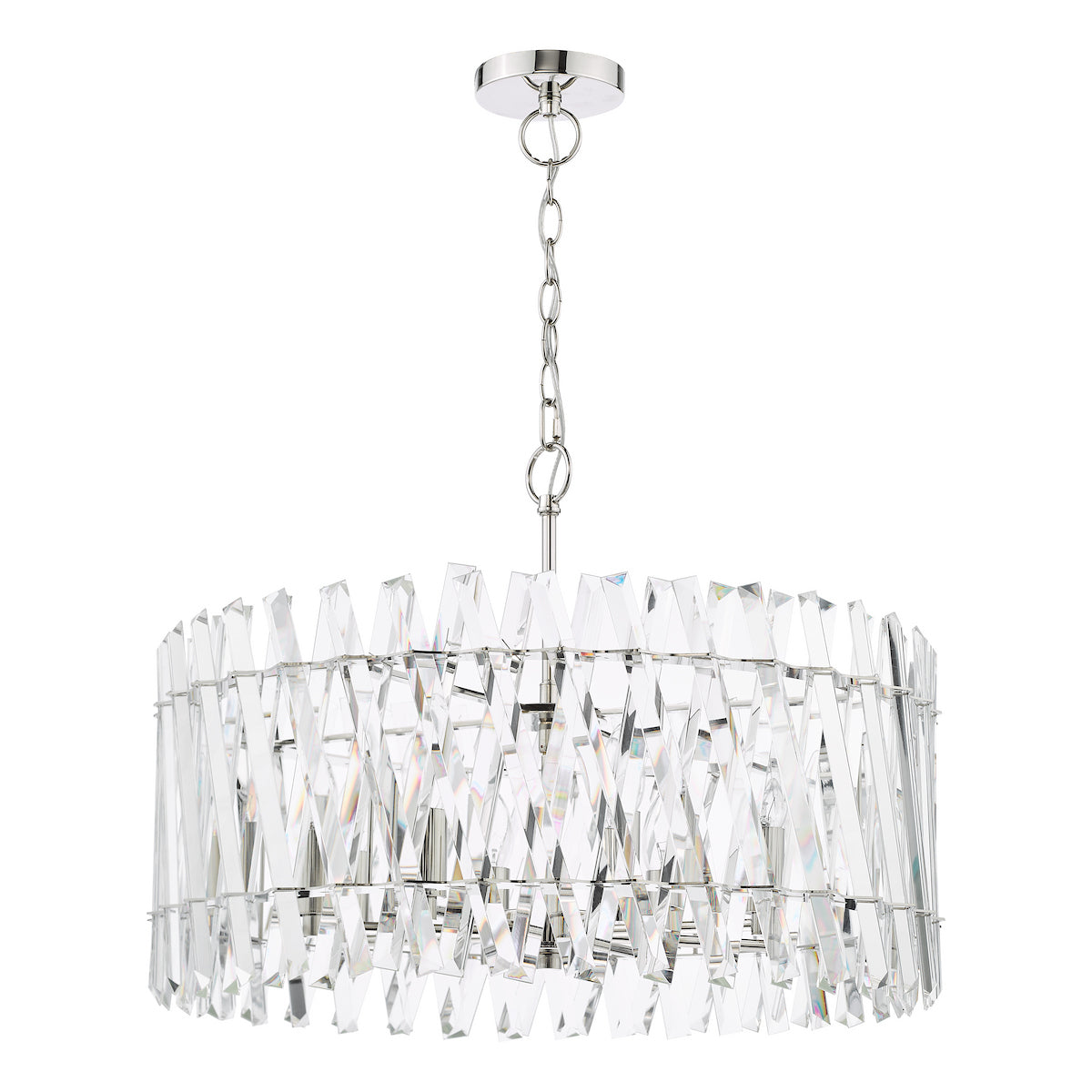 Dar Entwine 8 Light Pendant Polished Nickel and Crystal